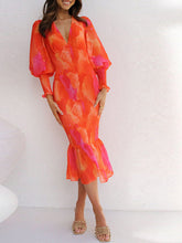 V-Neck Evening Gown Open Back Midi Dress